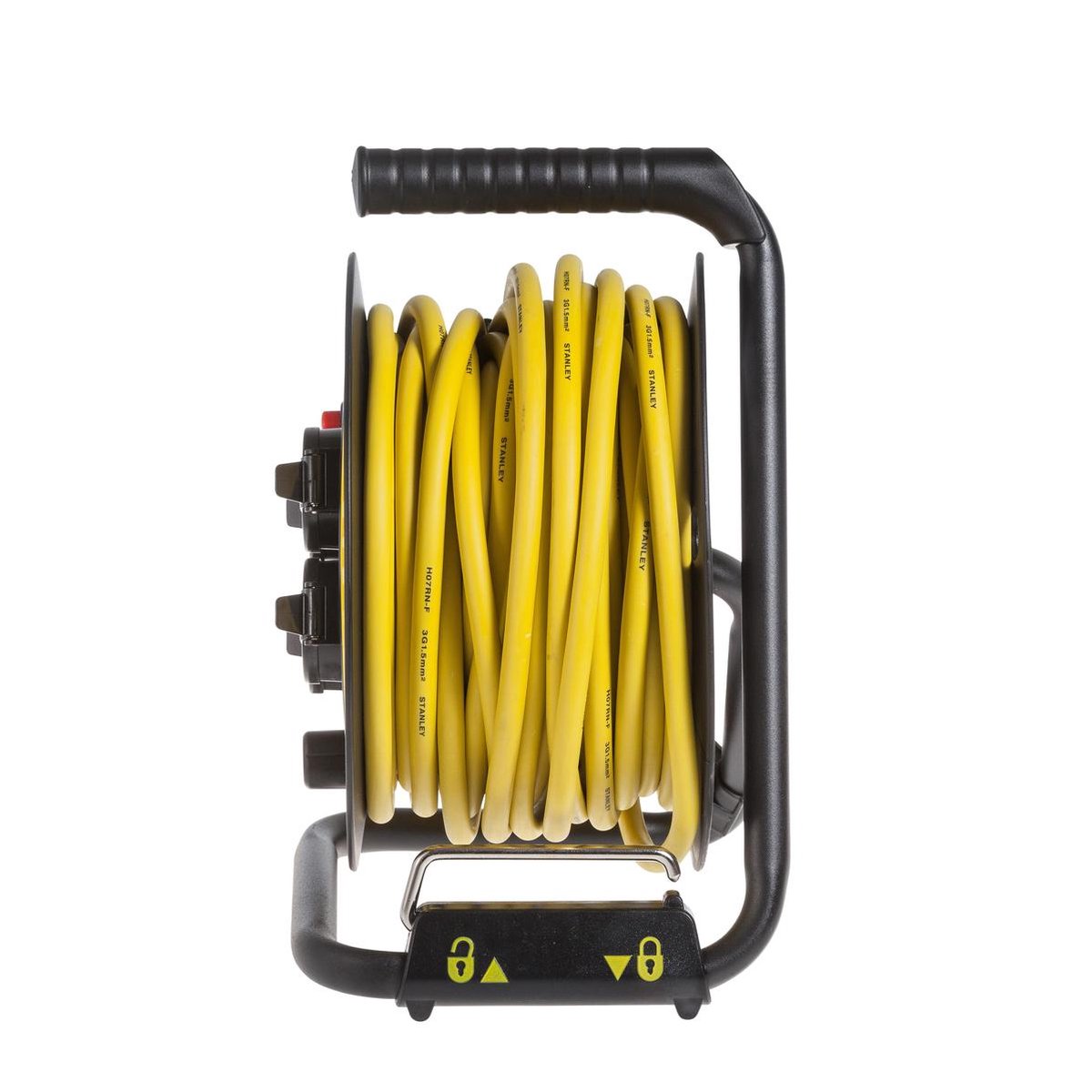 Universeel Neopreen Kabelhaspel - 20m - 4 stopcontacten - Zwart