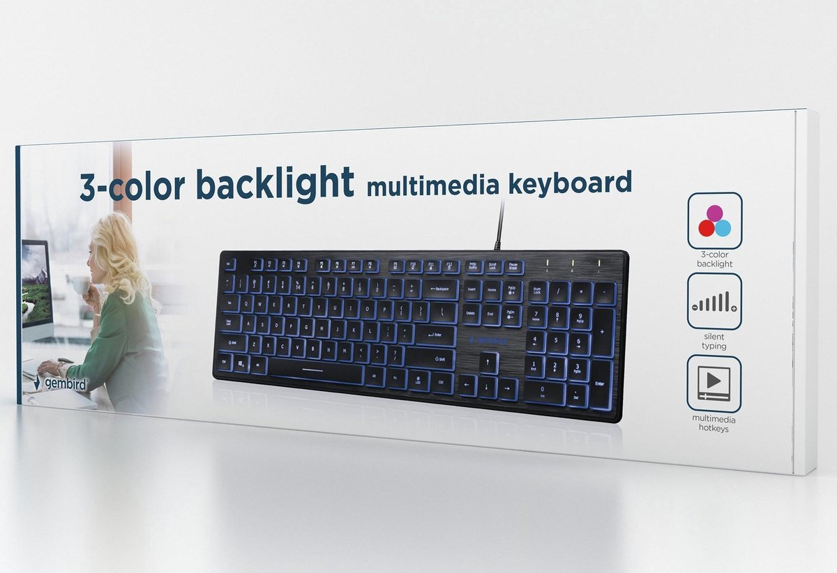 Gembird Multimedia toetsenbord (zwart) met BackLight