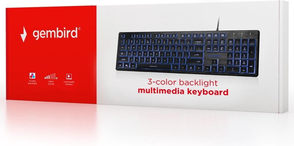 Gembird Multimedia toetsenbord (zwart) met BackLight