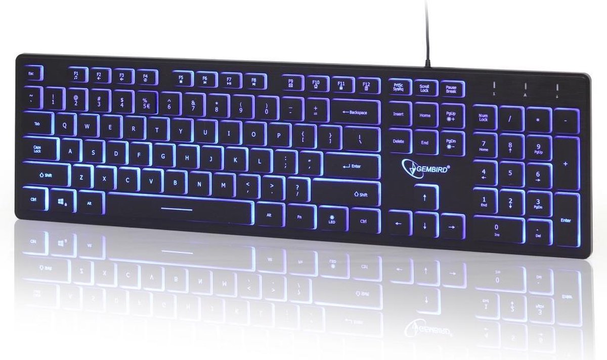 Gembird Multimedia toetsenbord (zwart) met BackLight