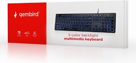 Gembird Multimedia toetsenbord (zwart) met BackLight