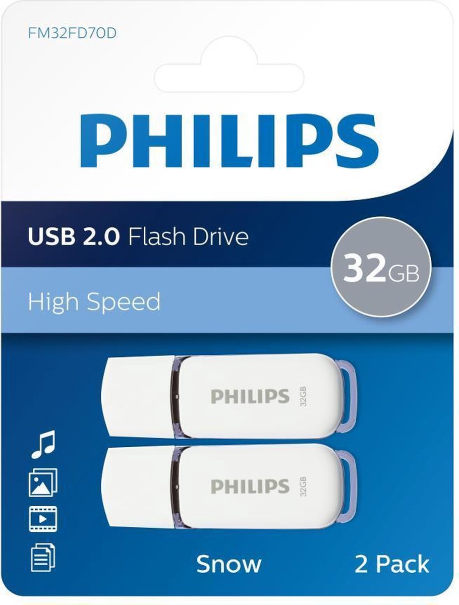 Philips FM32FD70D - USB 2.0 32GB - Snow 2 stuks - Grijs