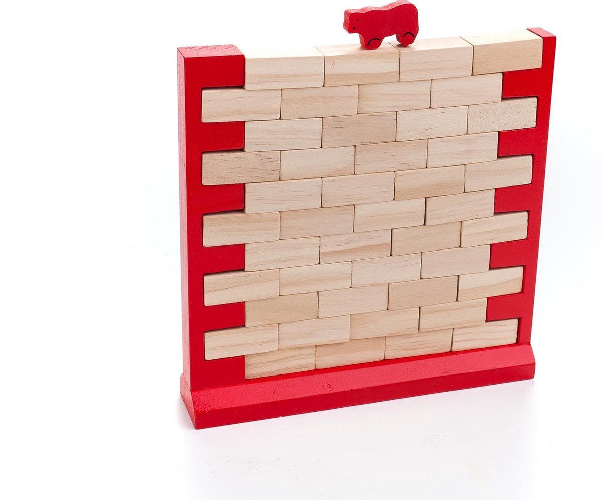 Longfield Games evenwichtsspel vallende muur hout - Bruin