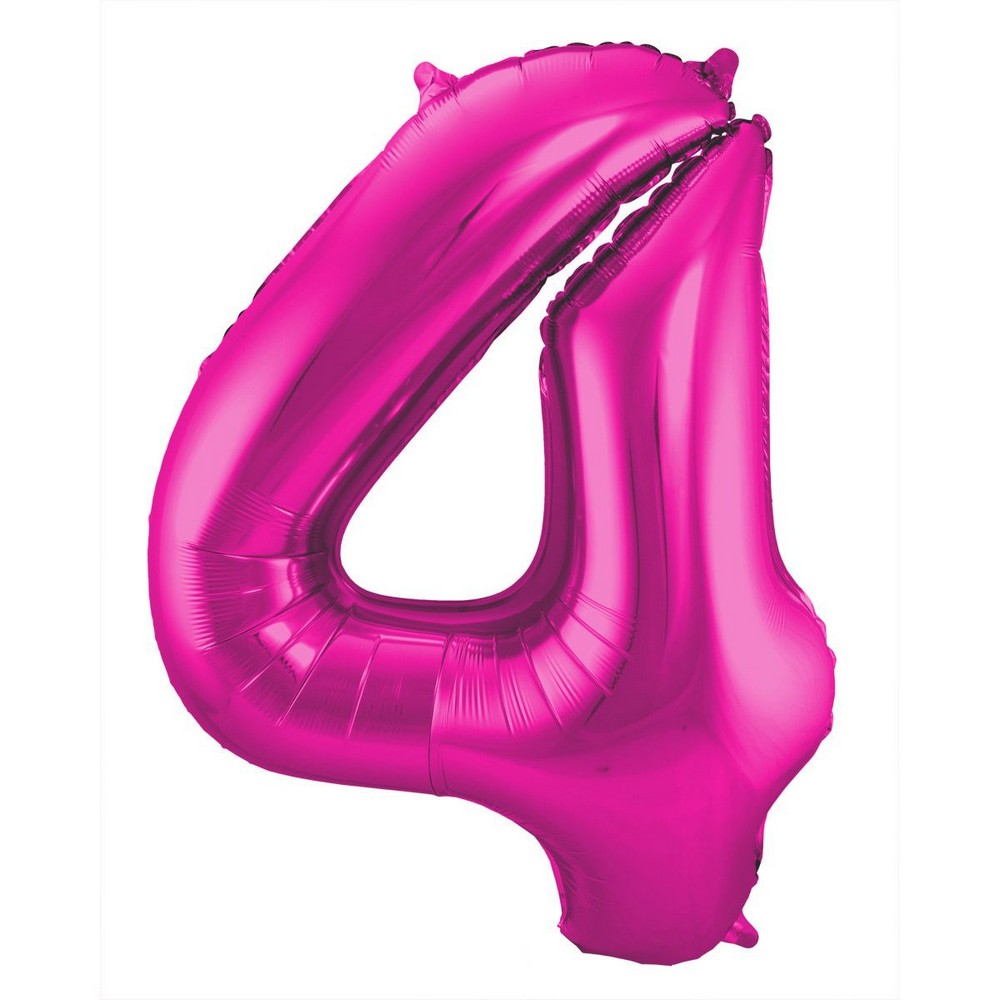 Feestbazaar Folat Folie Ballon Cijfer 4 86 cm - Roze