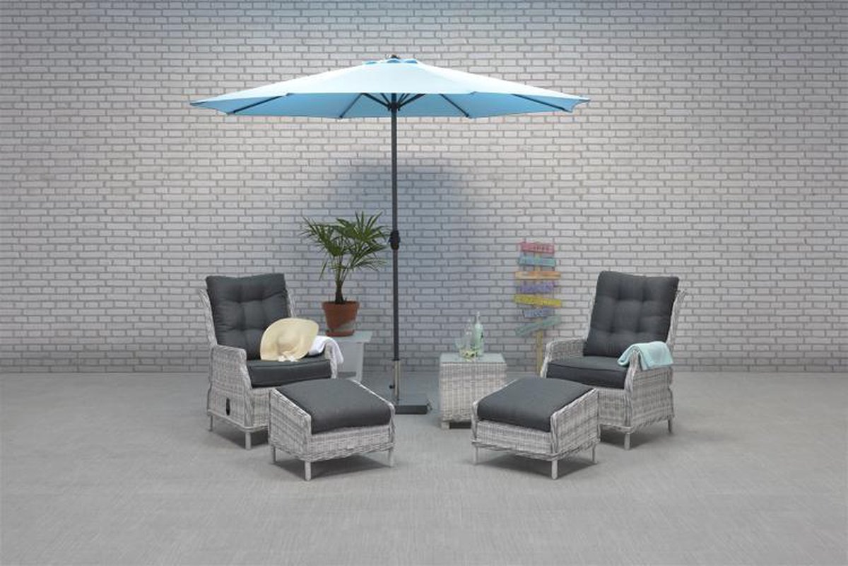 Garden Impressions Santa Rosa relax tuinstoel met voetenbank - licht - Grijs
