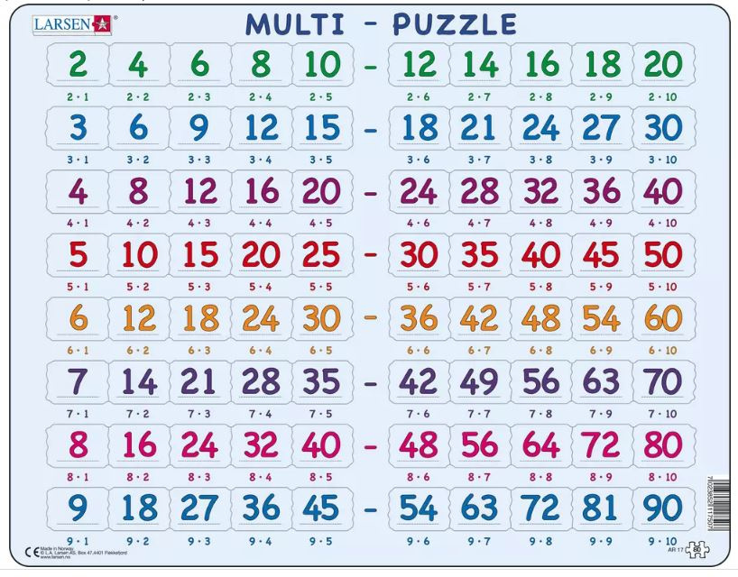 Larsen legpuzzel Maxi Leren vermenigvuldigen 80 stukjes