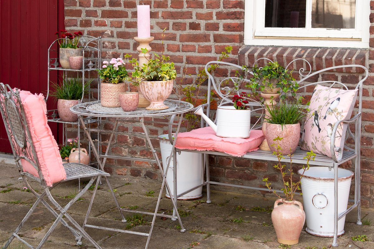 Clayre & Eef Decoratie emmer (2) - (2) Ø 37*42 / 32*35 cm - wit - ijzer - - 6Y3738W