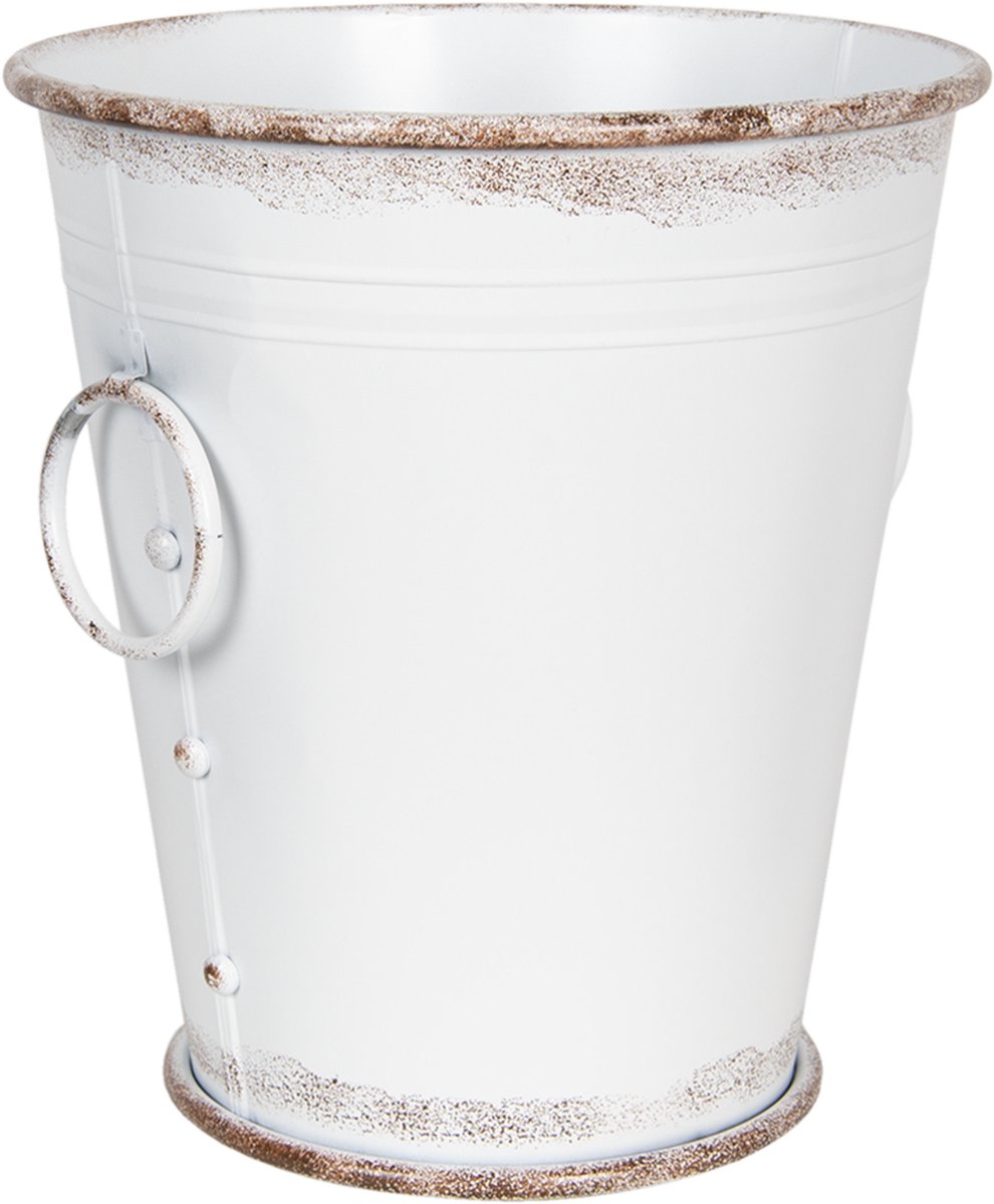 Clayre & Eef Decoratie emmer (2) - (2) Ø 37*42 / 32*35 cm - wit - ijzer - - 6Y3738W