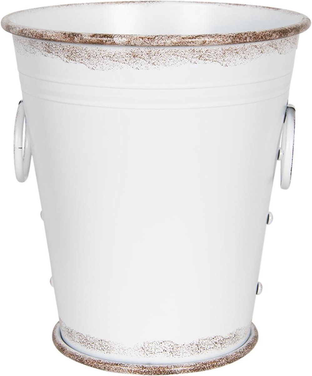 Clayre & Eef Decoratie emmer (2) - (2) Ø 37*42 / 32*35 cm - wit - ijzer - - 6Y3738W