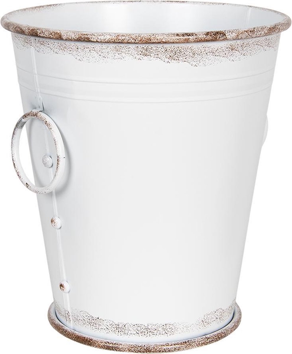 Clayre & Eef Decoratie emmer (2) - (2) Ø 37*42 / 32*35 cm - wit - ijzer - - 6Y3738W