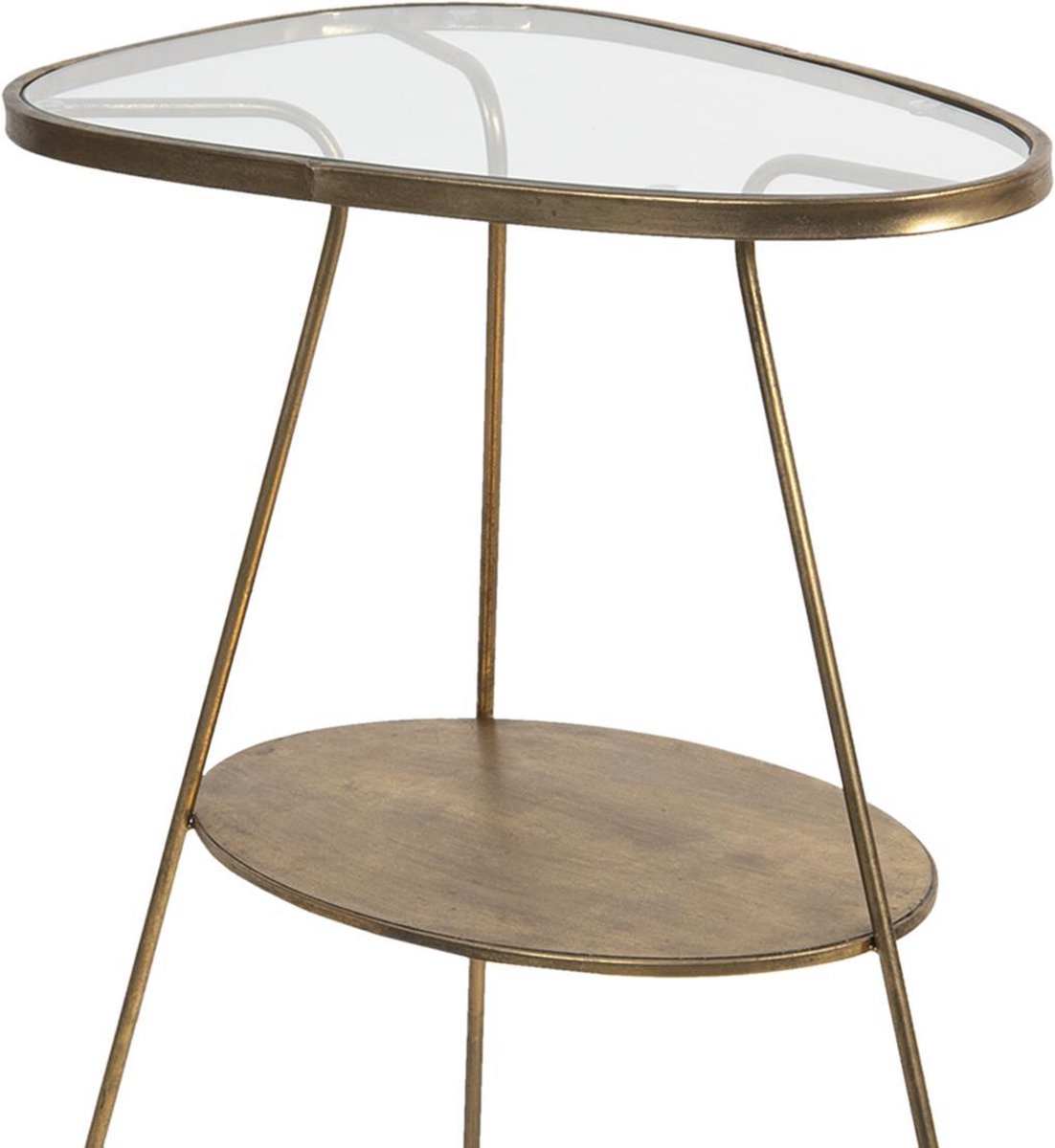 Clayre & Eef Bijzettafel - 61*37*70 cm - koperkleurig - ijzer - driehoekig - - 50472