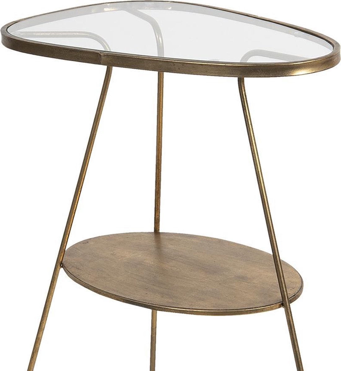 Clayre & Eef Bijzettafel - 61*37*70 cm - koperkleurig - ijzer - driehoekig - - 50472