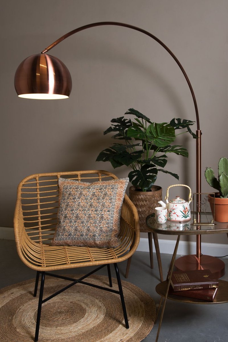 Clayre & Eef Bijzettafel - 61*37*70 cm - koperkleurig - ijzer - driehoekig - - 50472