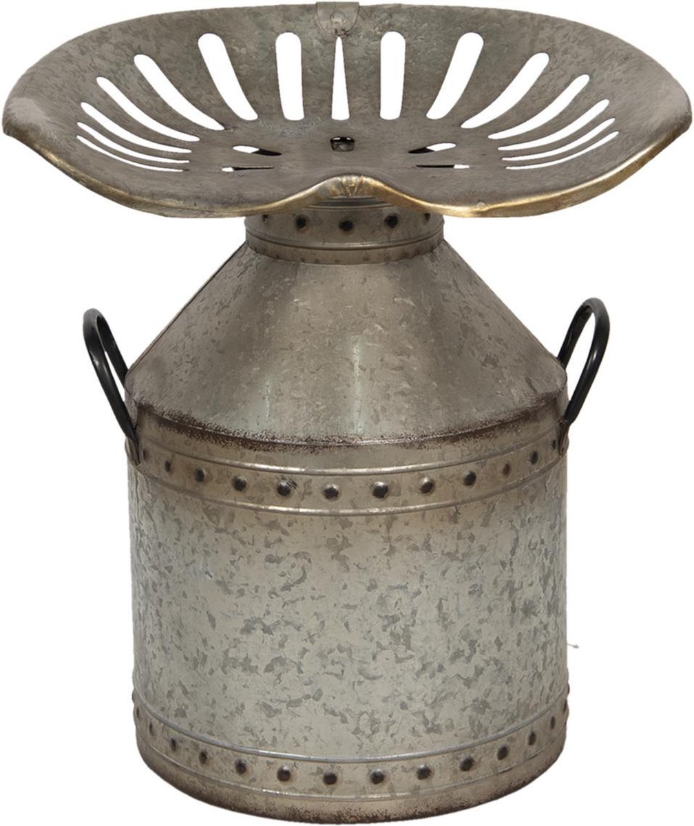 Clayre & Eef Decoratie kruk - 48*37*53 cm ijzer - rond - - 6Y4143 - Grijs