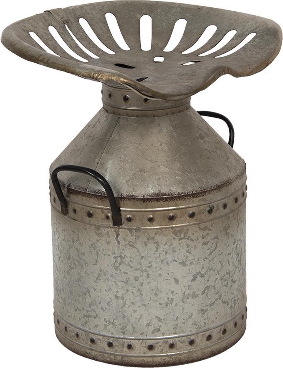 Clayre & Eef Decoratie kruk - 48*37*53 cm ijzer - rond - - 6Y4143 - Grijs