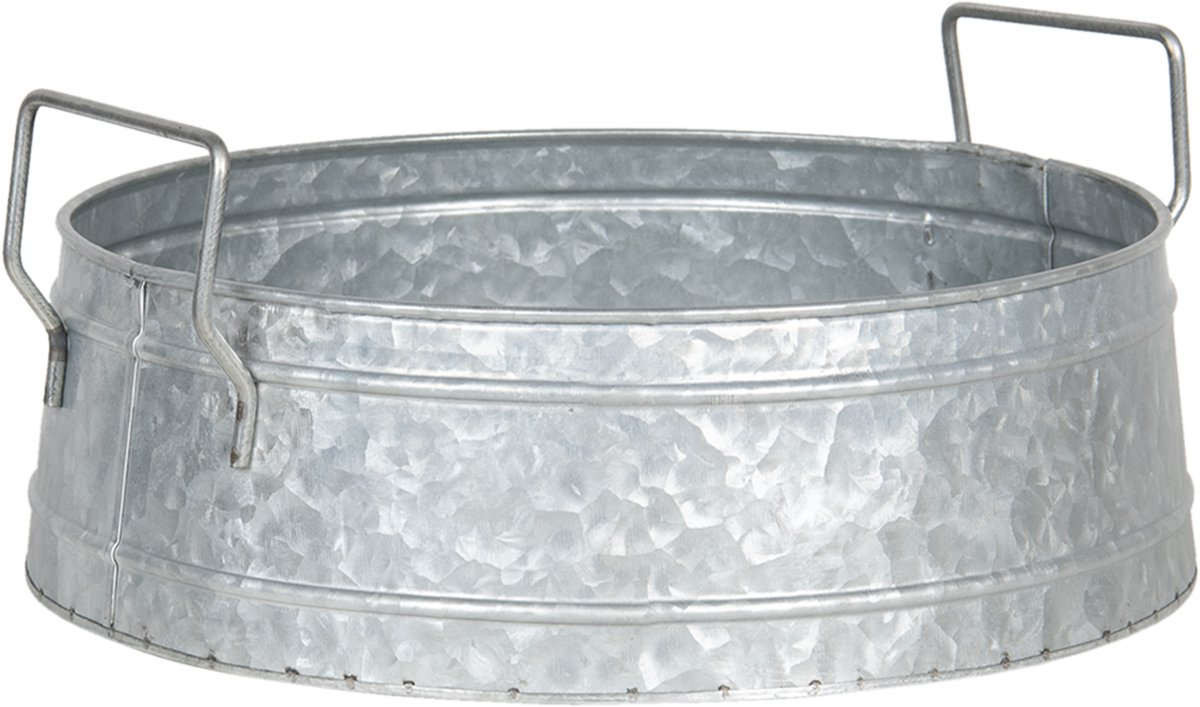 Clayre & Eef Planthouder (set van 3) - Ø 39*15 / Ø 35*14 / Ø 31*13 cm ijzer - rond - - 6Y4187 - Grijs