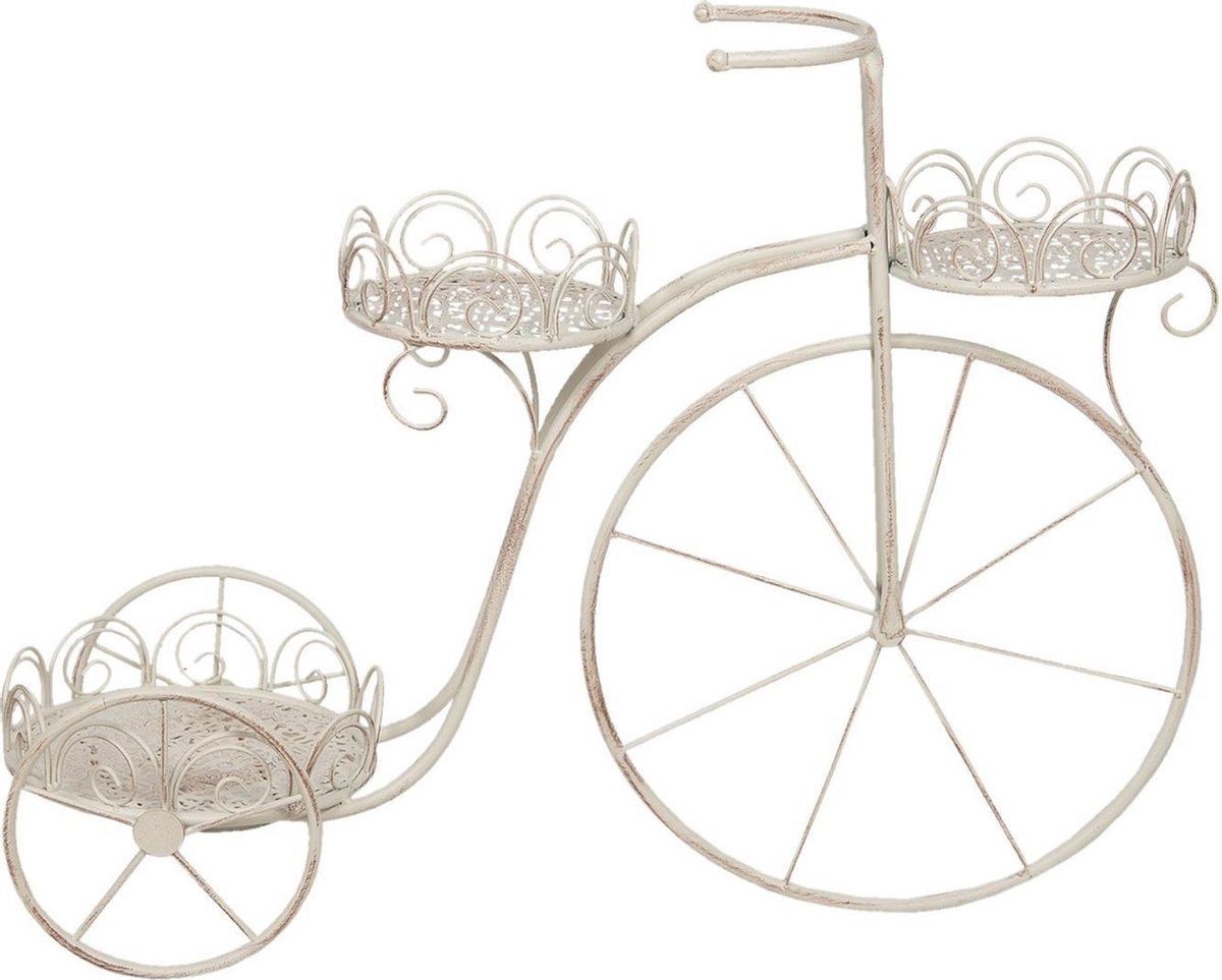 Clayre & Eef Planthouder - 74*25*56 cm - creme - ijzer - fiets - - 5Y0767 - Beige