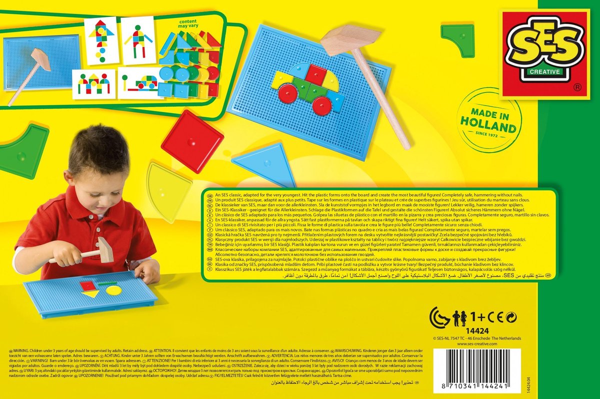 Ses hamertje tik 30 x 20 x 4 cm multicolor