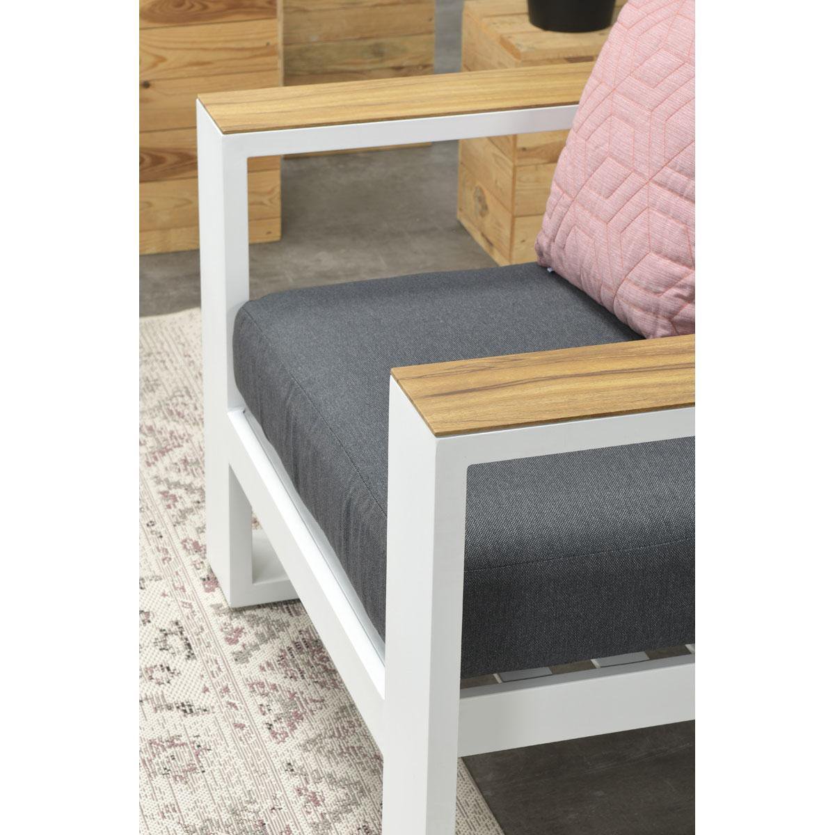 Garden Impressions Plaza lounge tuinstoel wit - teak look