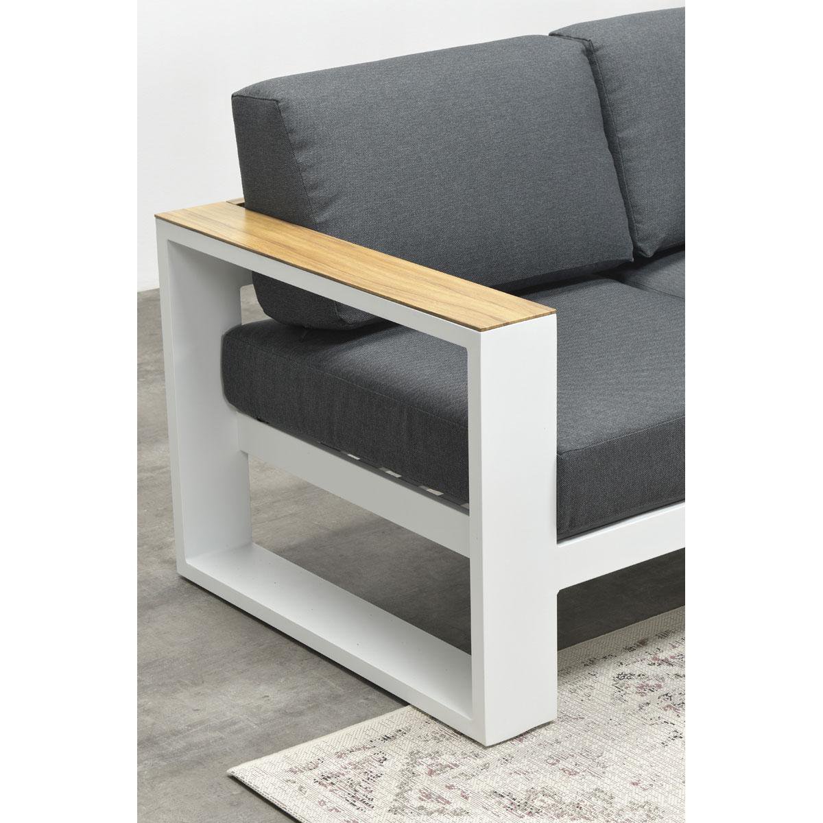 Garden Impressions Plaza 3-zits lounge tuinbank wit - teak look