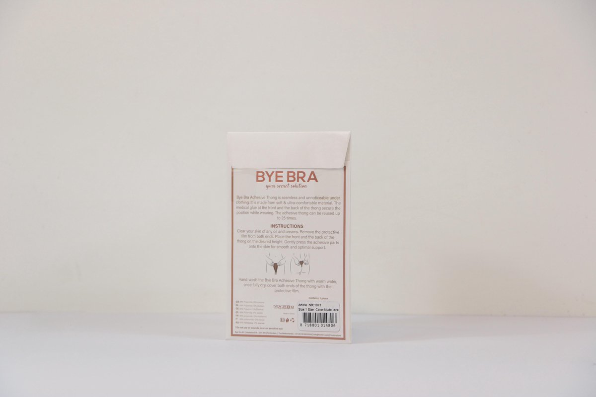 Bye Bra Zelfklevende plak String, ondergoed dames - Zwart