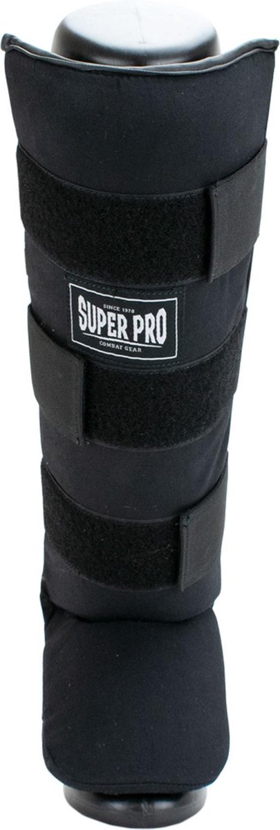 Super Pro scheenbeschermers vechtsport beginners/wit maat S - Zwart