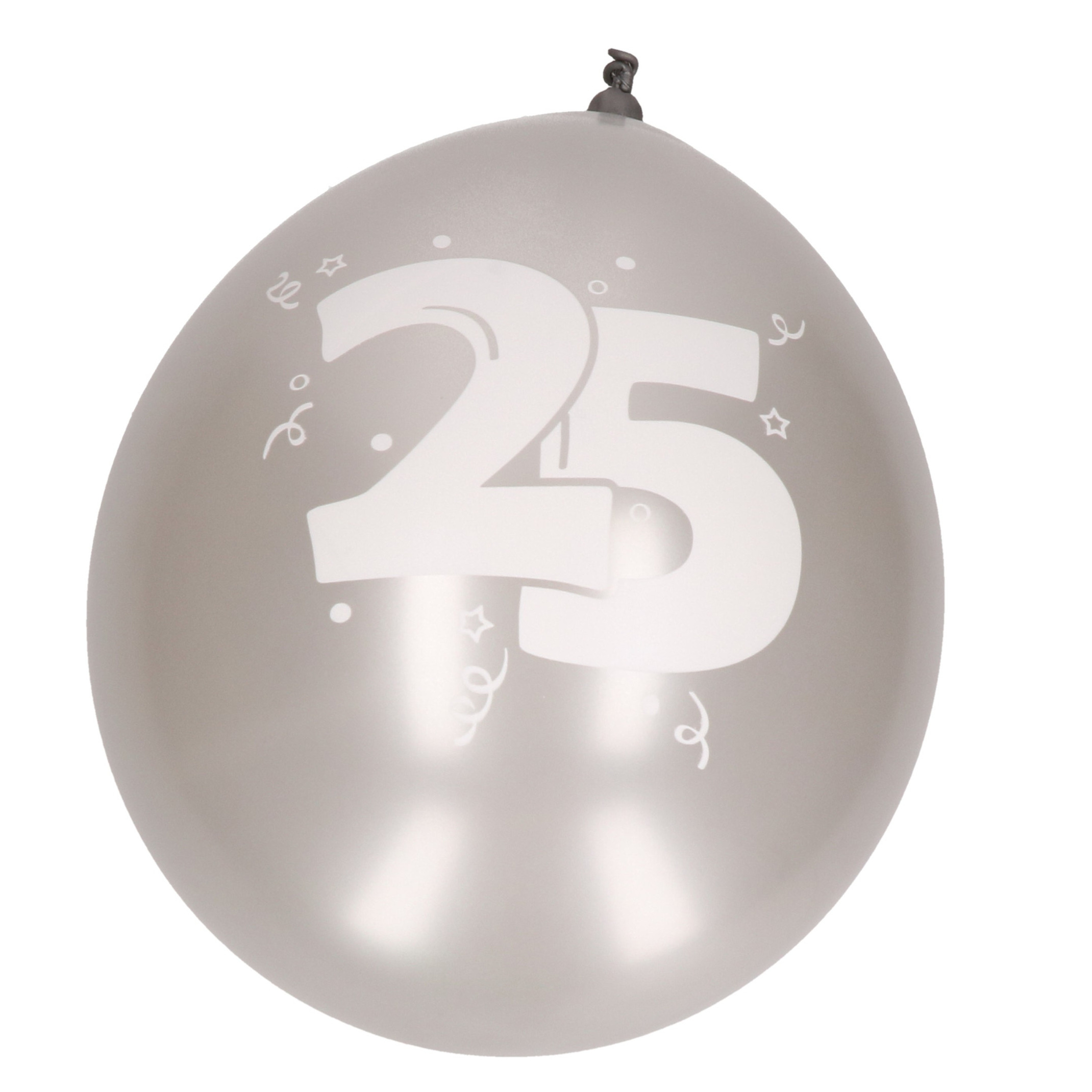 6x Ballonnen 25 jaar thema - zilver - versiering / feestartikelen - Silver