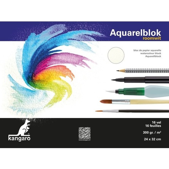 Kangaro 3x Aquarelblokken 300 gram 32 x 24 cm - Aquarel papier - Aquarelblokken/tekenblokken - Hobby/schildermateriaal