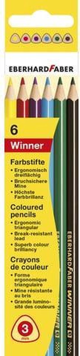 Eberhard Faber kleurpotlood Winner driekantig assorti etui à 6 stuks - Wit