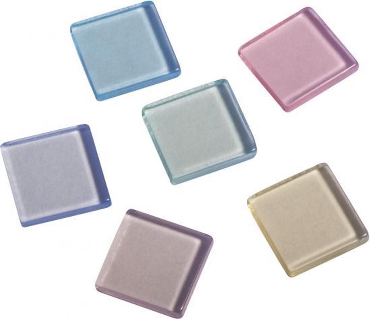 Rayher Hobby Acryl mozaiek steentjes pastel kleuren 615x stuks van 1 x 1 cm - hobby artikelen - mozaieken maken