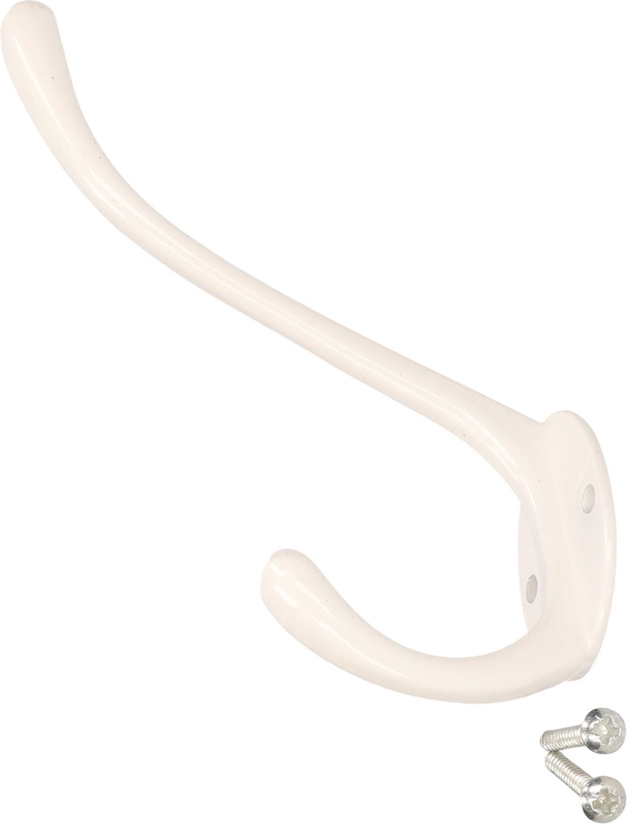 2x Luxe kapstokhaken / jashaken - metaal - 12.5 x 8.5 cm - kapstok - metalen kapstokhaakjes / garderobe haakjes - Wit