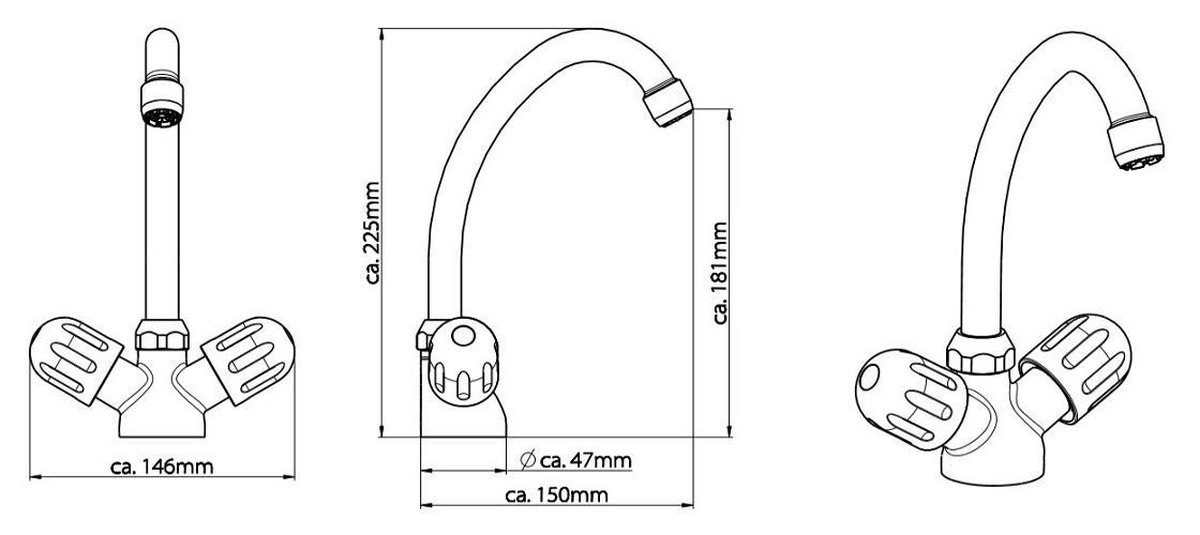 Schütte Sanifun lage druk keukenmengkraan Peruzzi Chroom. - Silver