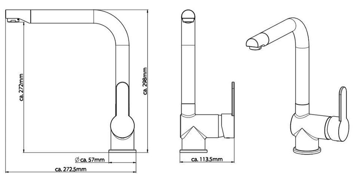 Schütte Sanifun keukenmengkraan Rio Gunmetal look. - Zwart
