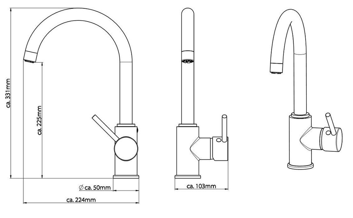 Schütte Sanifun lage druk keukenmengkraan Casalla Chroom. - Silver