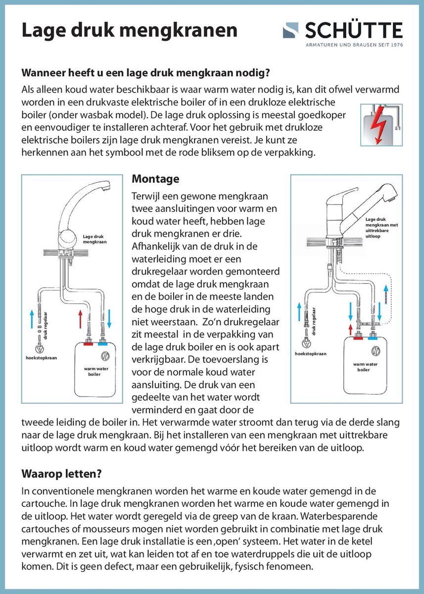 Schütte Sanifun lage druk keukenmengkraan Casalla Chroom. - Silver