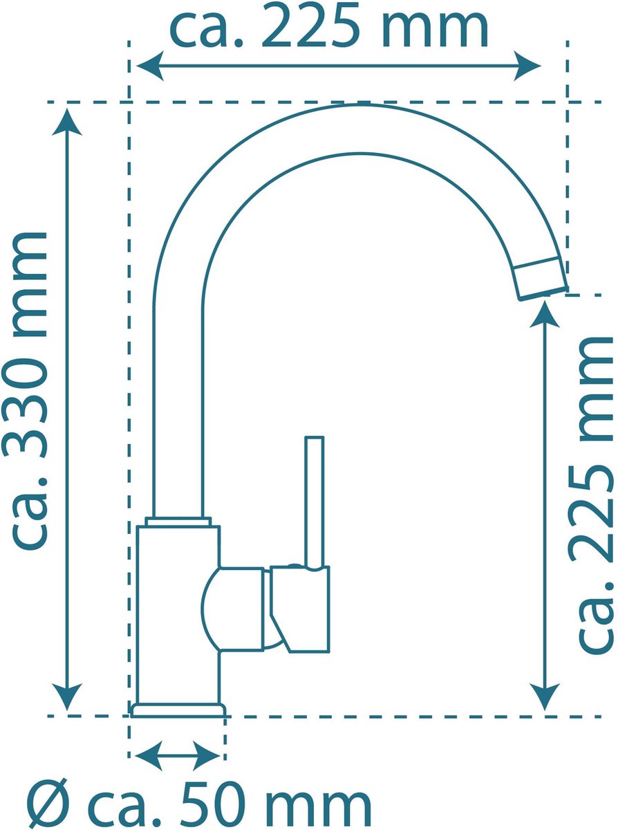 Schütte Sanifun lage druk keukenmengkraan Casalla Chroom. - Silver