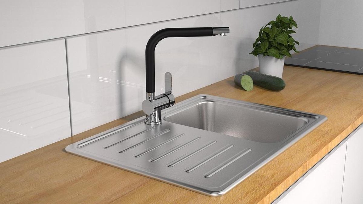 Schütte Sanifun keukenmengkraan Rio Chroom. - Zwart