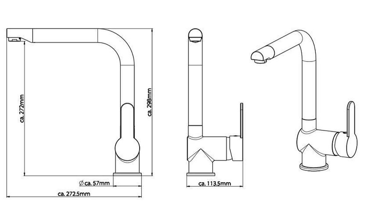 Schütte Sanifun keukenmengkraan Rio Chroom. - Zwart