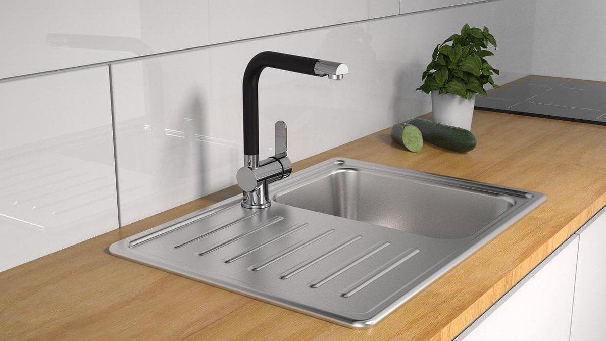 Schütte Sanifun keukenmengkraan Rio Chroom. - Zwart