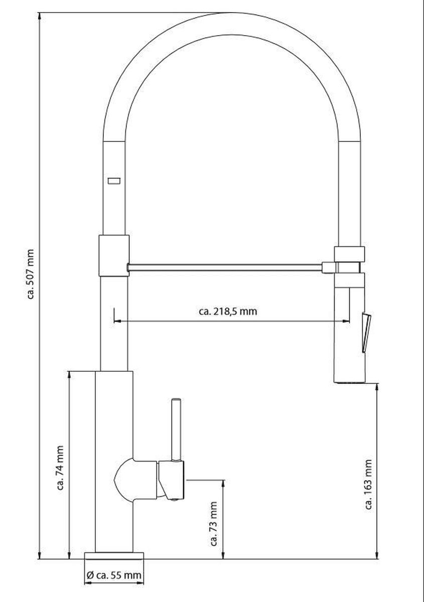 Schütte Sanifun keukenmengkraan Stilo Chroom. - Zwart