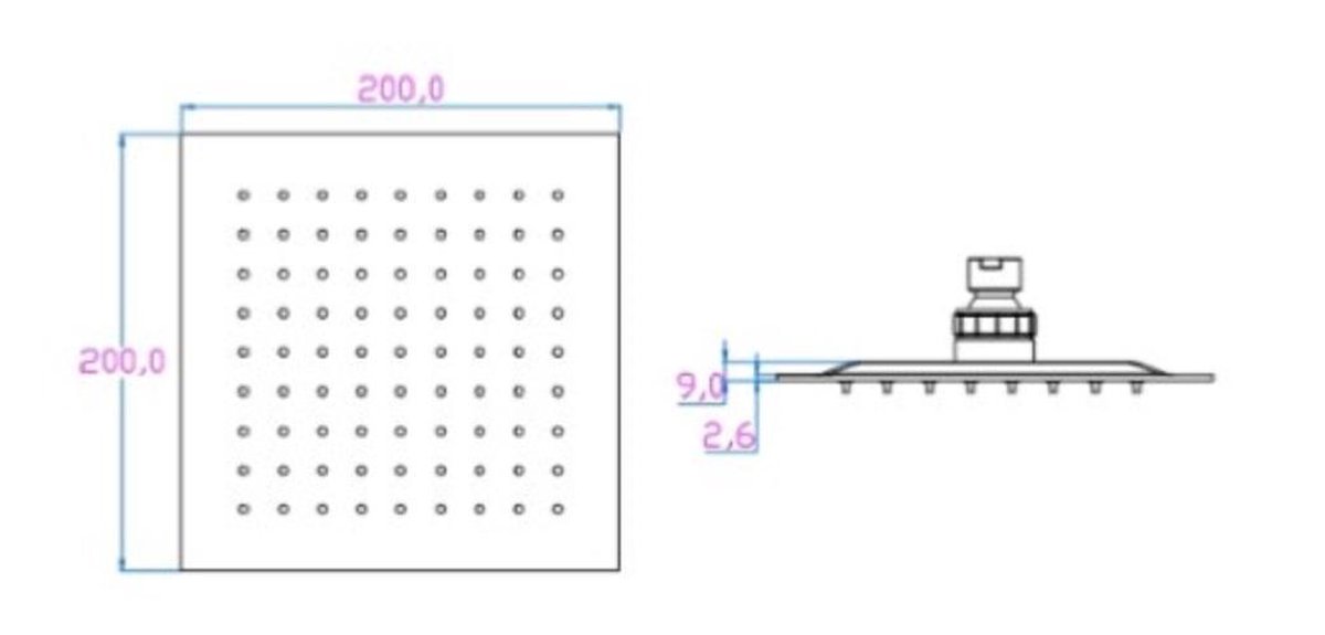 Schütte Sanifun hoofddouche Strasbourg 20 x 20. - Silver
