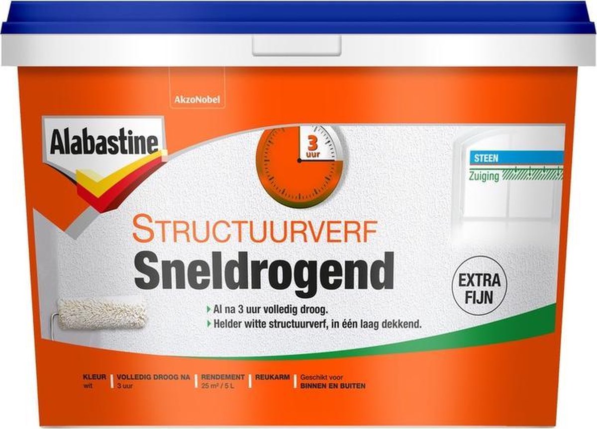 Alabastine Sneldrogende Str.Verf 5L - 5256779 - Wit