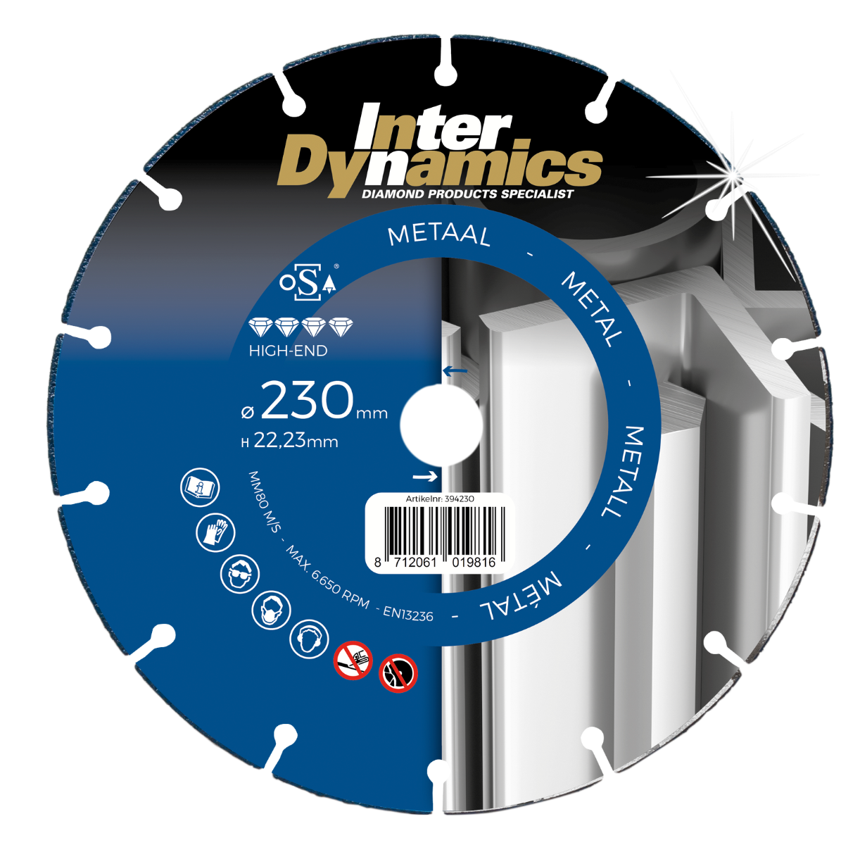 Inter Dynamics Slijpschijf | Metaal - High-End | 180 x 22,23mm