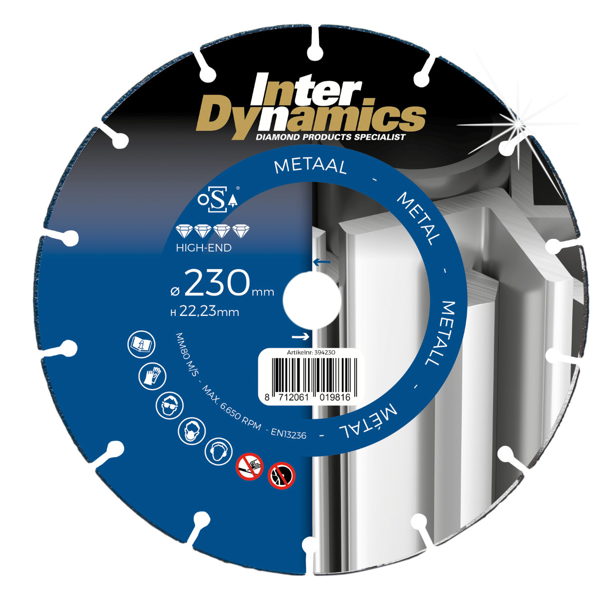 Inter Dynamics Slijpschijf | Metaal - High-End | 230 x 22,23mm