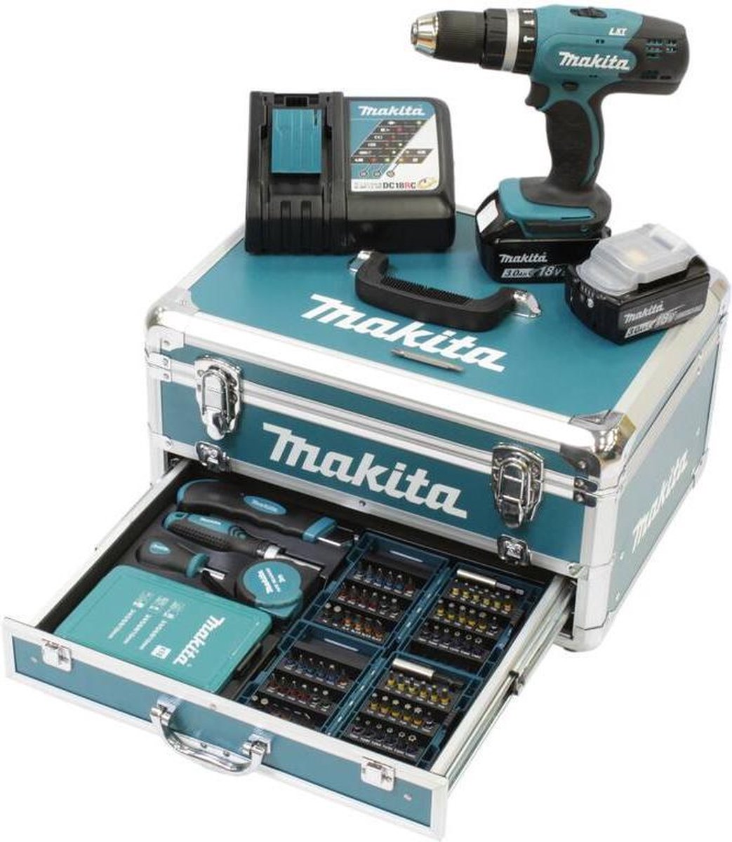 Makita DHP453RFX2 Accu klopboor- en schroefmachine 3.0Ah accu&apos;s + 96 accessoires