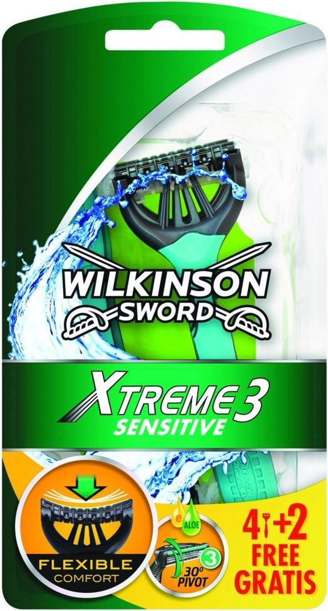 Wilkinson 4stuks Sword Xtreme 3 Comfort Plus Sensitive Wegwerpscheermesjes