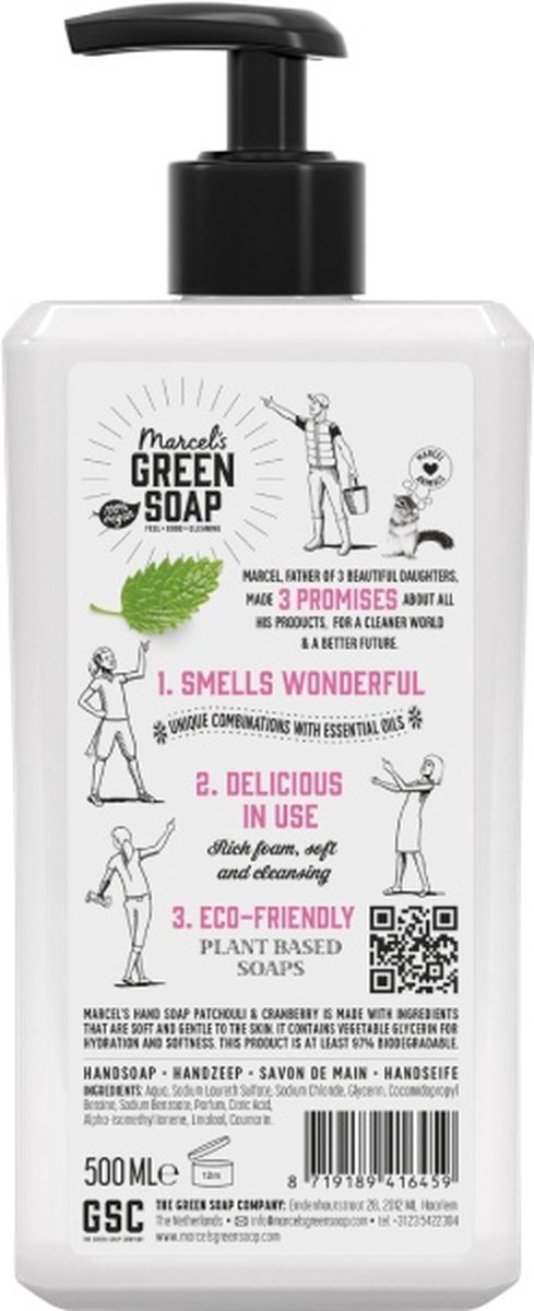 Marcel Green Soap Handzeep Patchouli Cranberry Pomp 500ml