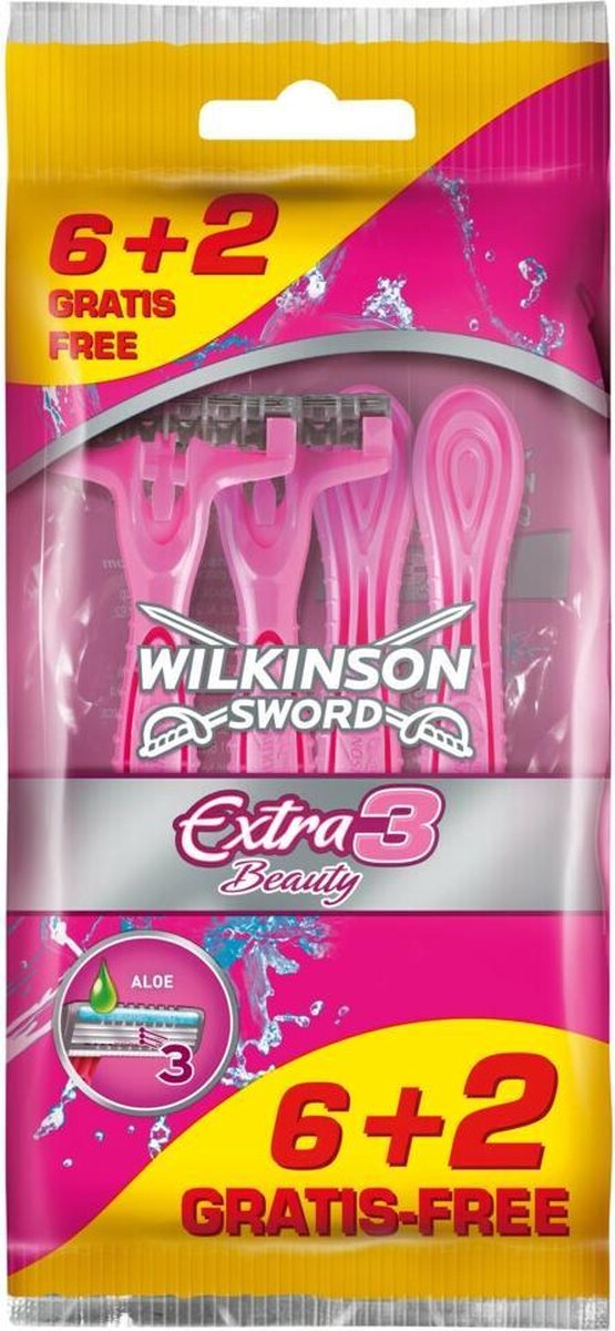 Wilkinson 8 mesjes Sword Extra Iii Beauty Wegwerpscheermesjes