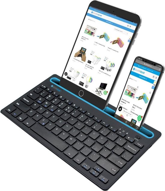 Silvergear Draadloos Toetsenbord met Gleuf voor Smartphone en Tablet - QWERTY toetsen - Bluetooth - Zwart