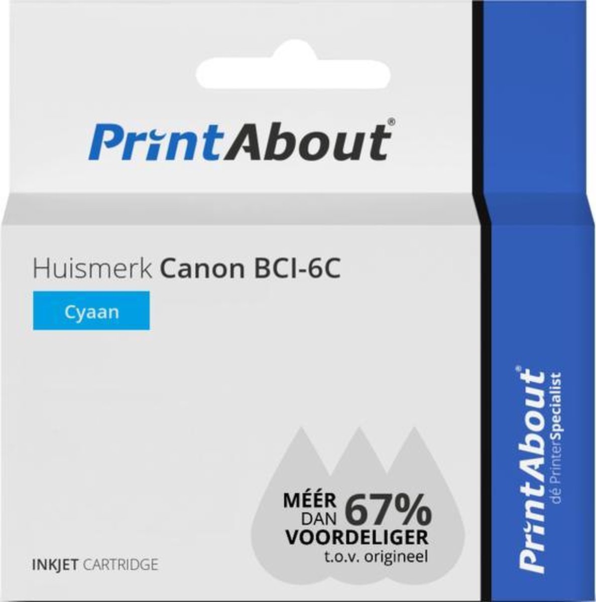 PrintAbout Huismerk Canon BCI-6C Inktcartridge Cyaan